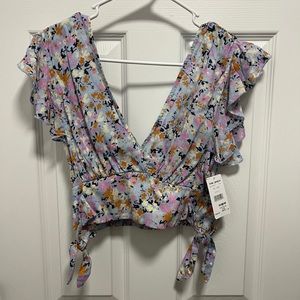 Free People Sky Combo Tank Top Blue floral